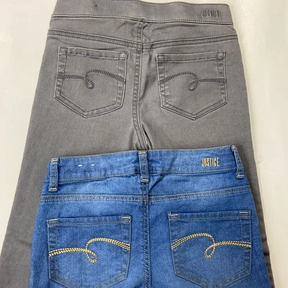 OF 2 PANTSE JEANS JUSTICE GIRLS JEANS SIZE 12